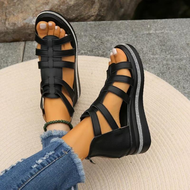 Large Size Sandals Female Summer New Roman Velcro Female Slippers