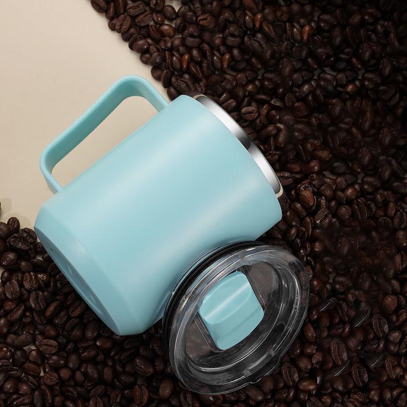 450ml Stainless Steel Heat Insulated Coffee Milk Mug Thermal Coffee Cup Double Wall with Handle and Lid Travel Drinking Tumbler