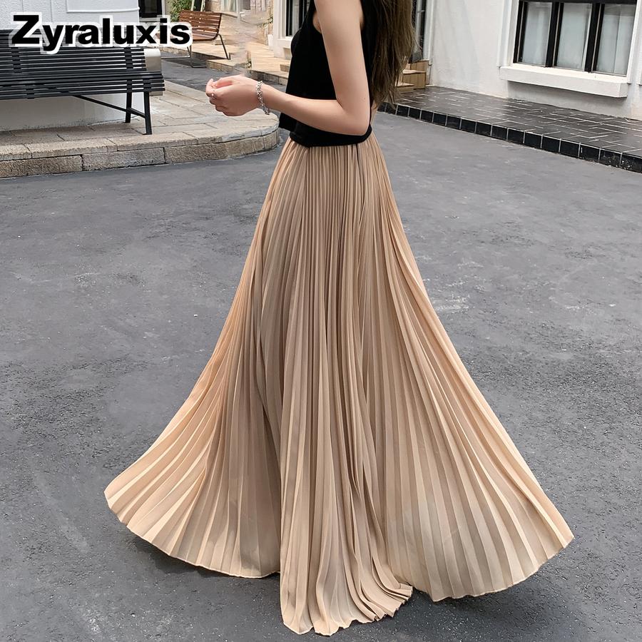 Gentle Breeze Maxi Chiffon Midi A-Line Skirt for Women Summer New Arrivals Casual Over-the-Knee Ruffles Dress