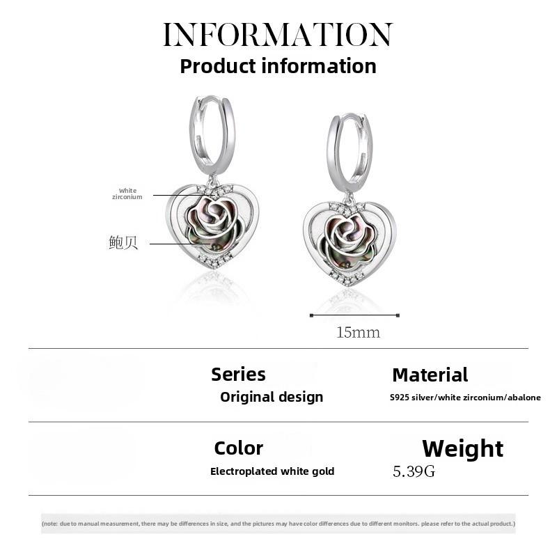 New Chinese sterling silver rose silver love ear + French premium earrings