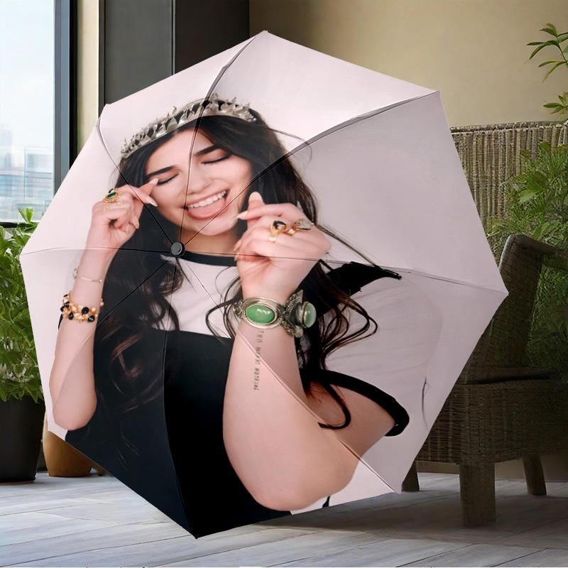 Pop Music Dua Lipa Umbrella Folding Umbrella, Automatic Umbrella 8-Frame for Travel, Camping Use Gift for Halloween Christmas