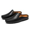 Fashion Men's Genuine Leather Half Loafers Slip-On Comfortable Casual Shoes Dress Shoes Men Business Classic No Back Heel Leather Shoes