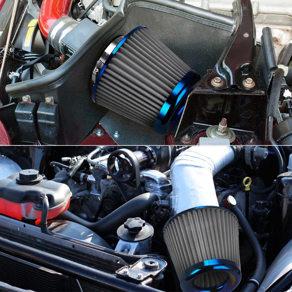  Blue 3" 76mm Power Intake High  Cold  Intake Filter Cleaner Racing Car  Filter Universal AIT27