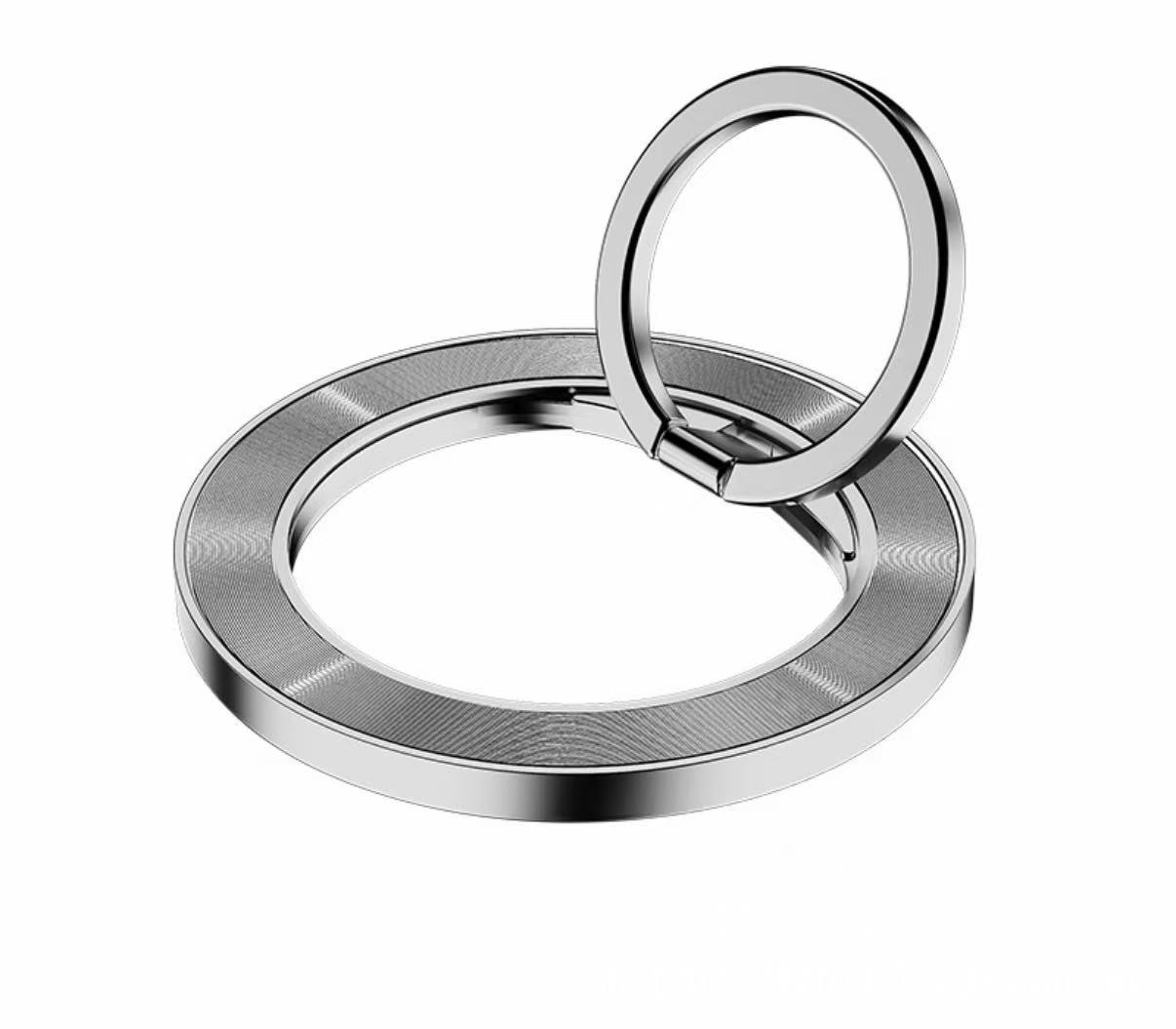 

Metal Magnetic Phone Holder with MagSafe & Finger Ring - Alloy Anti-Drop Stand Magnetic Ring срібний
