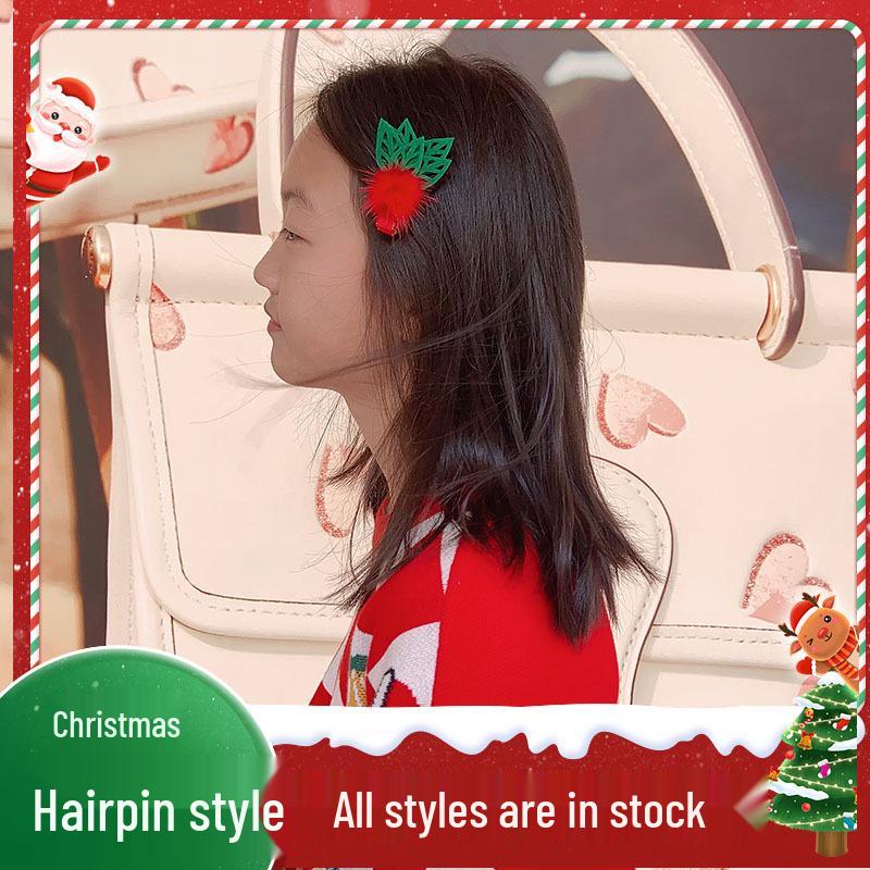 Christmas Cartoon Hair Clips for Girls - Red Holiday Hairpins and Accessories