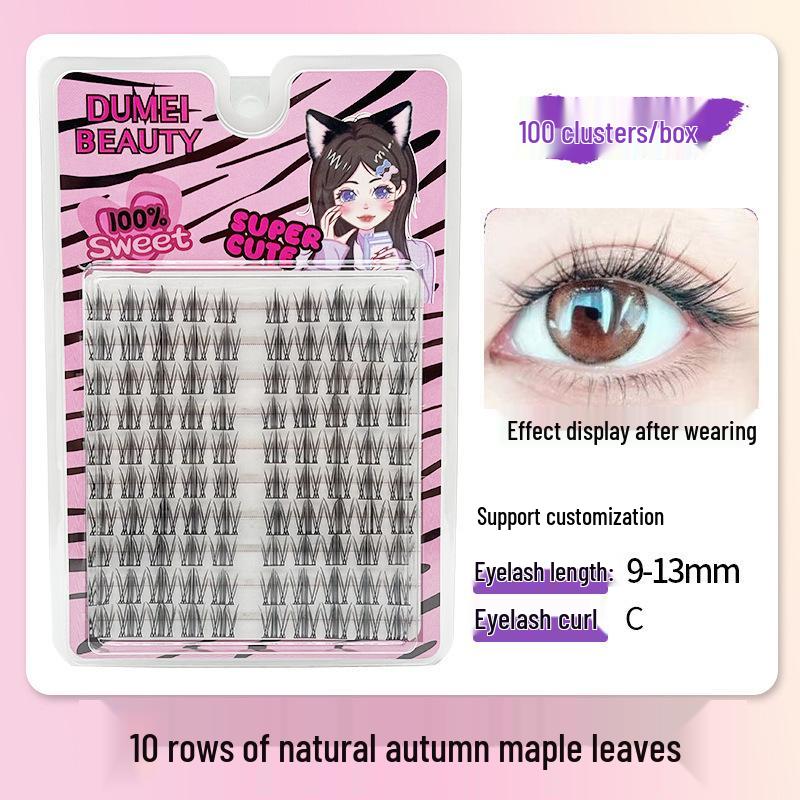 10-Row Autumn Leaf & Sunflower Faux Eyelashes - Flat, Glue-Free