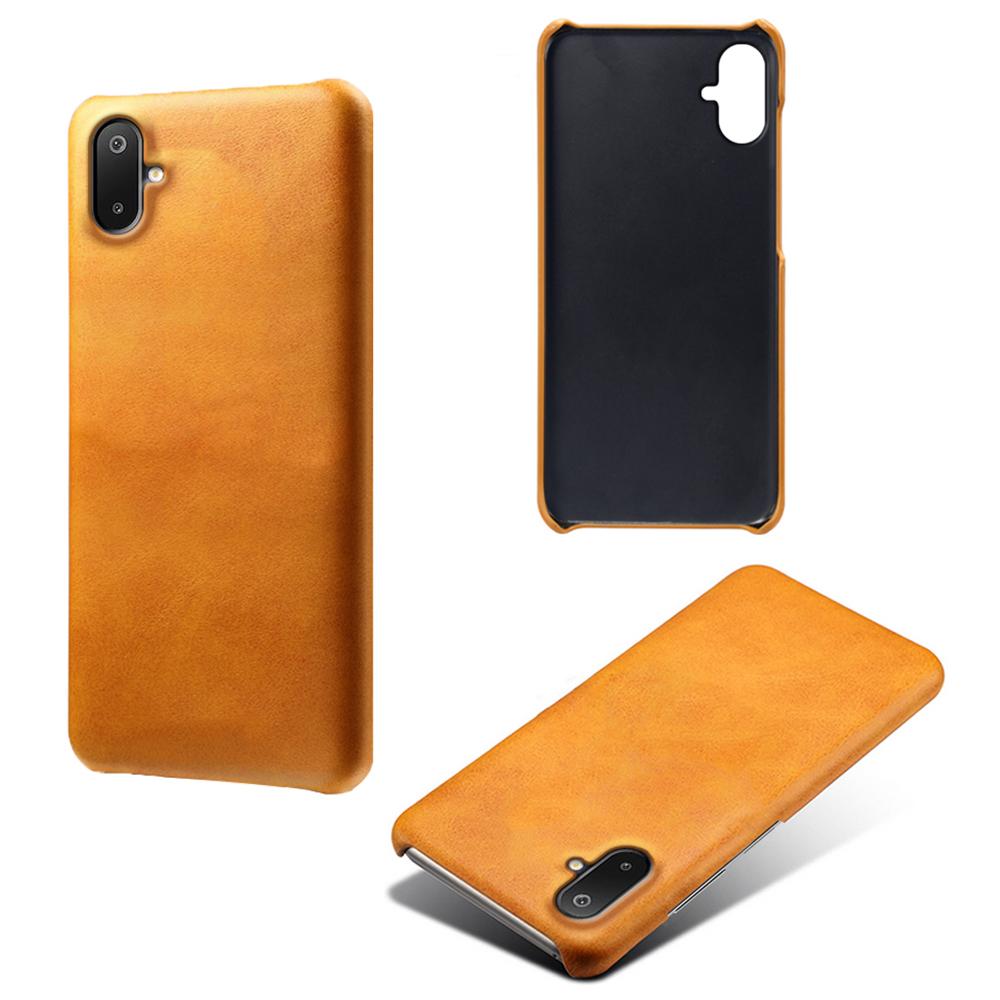 For Samsung Galaxy A06 5G/M06 5G Case Calf Texture PU Leather Hard PC Protective Phone Cover