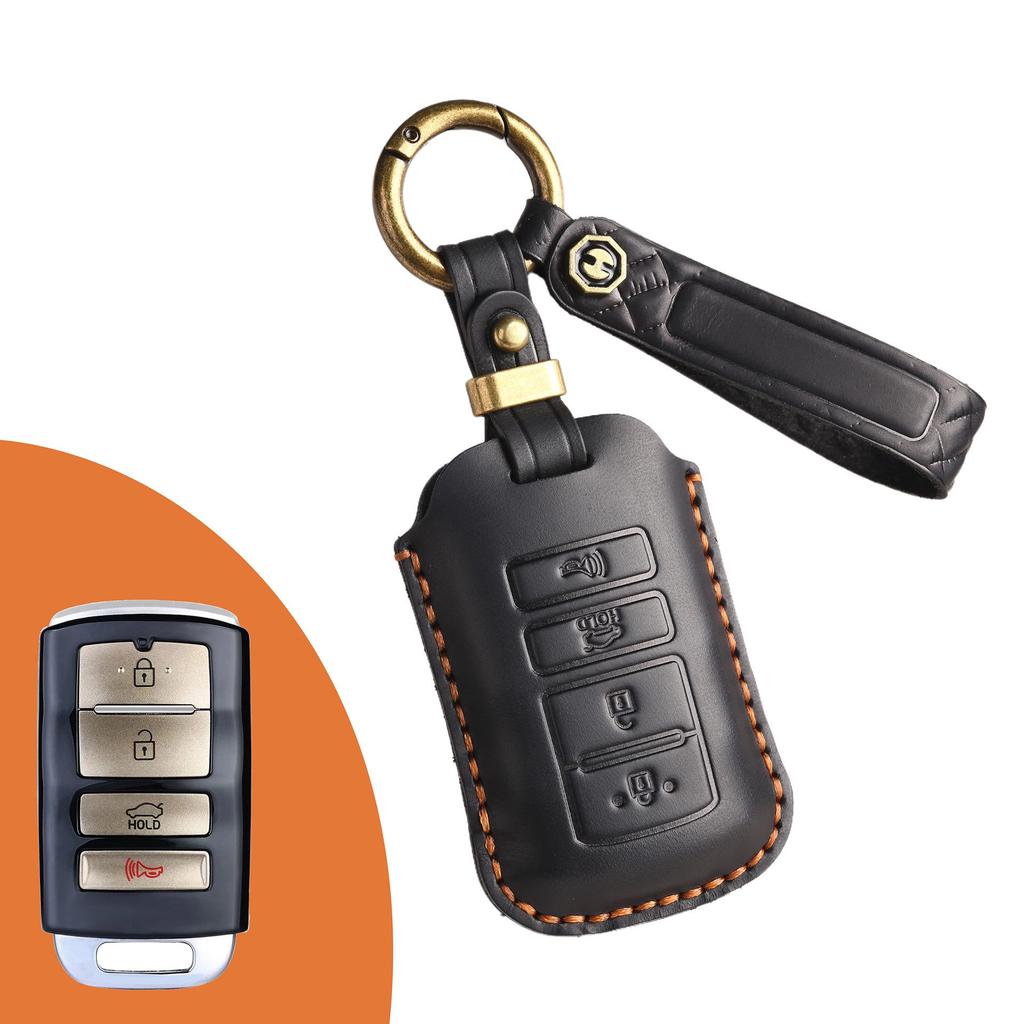 Handmade Cowhide Key Cover for KIA K9 - Retro Style Protective Shell with Buckle