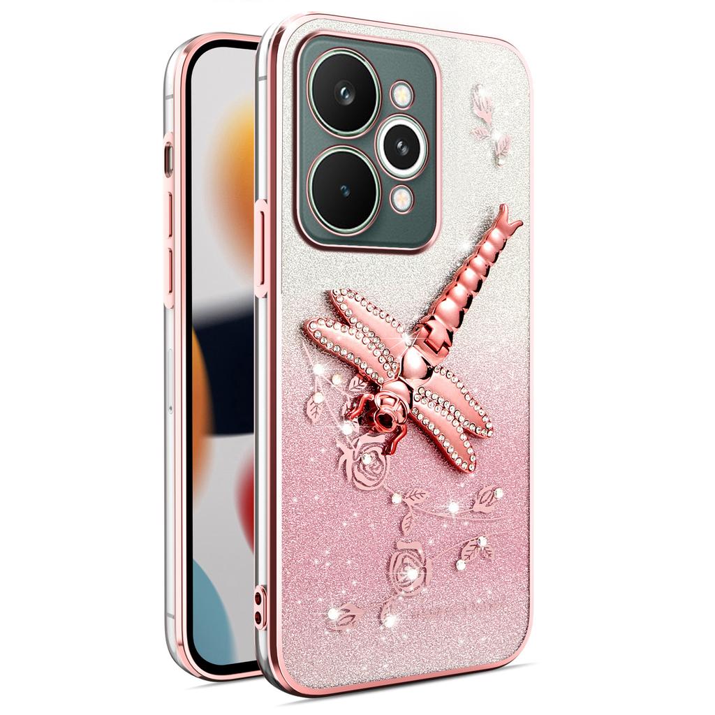For Realme 15 Pro 5G Case Dragonfly Kickstand TPU Flowers Glitter Phone Cover