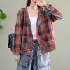 Plaid Shirts Chic Women Hooded Pockets Casual Allmatch Warm Spring Popular Streetwear Vintage Daily Collage