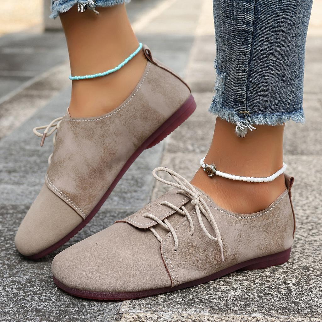 Summer Low Top Large Size Lace Up Women's Single Shoes Durable and Comfortable Flat Shoes Outdoor Soft Soled Casual Shoes