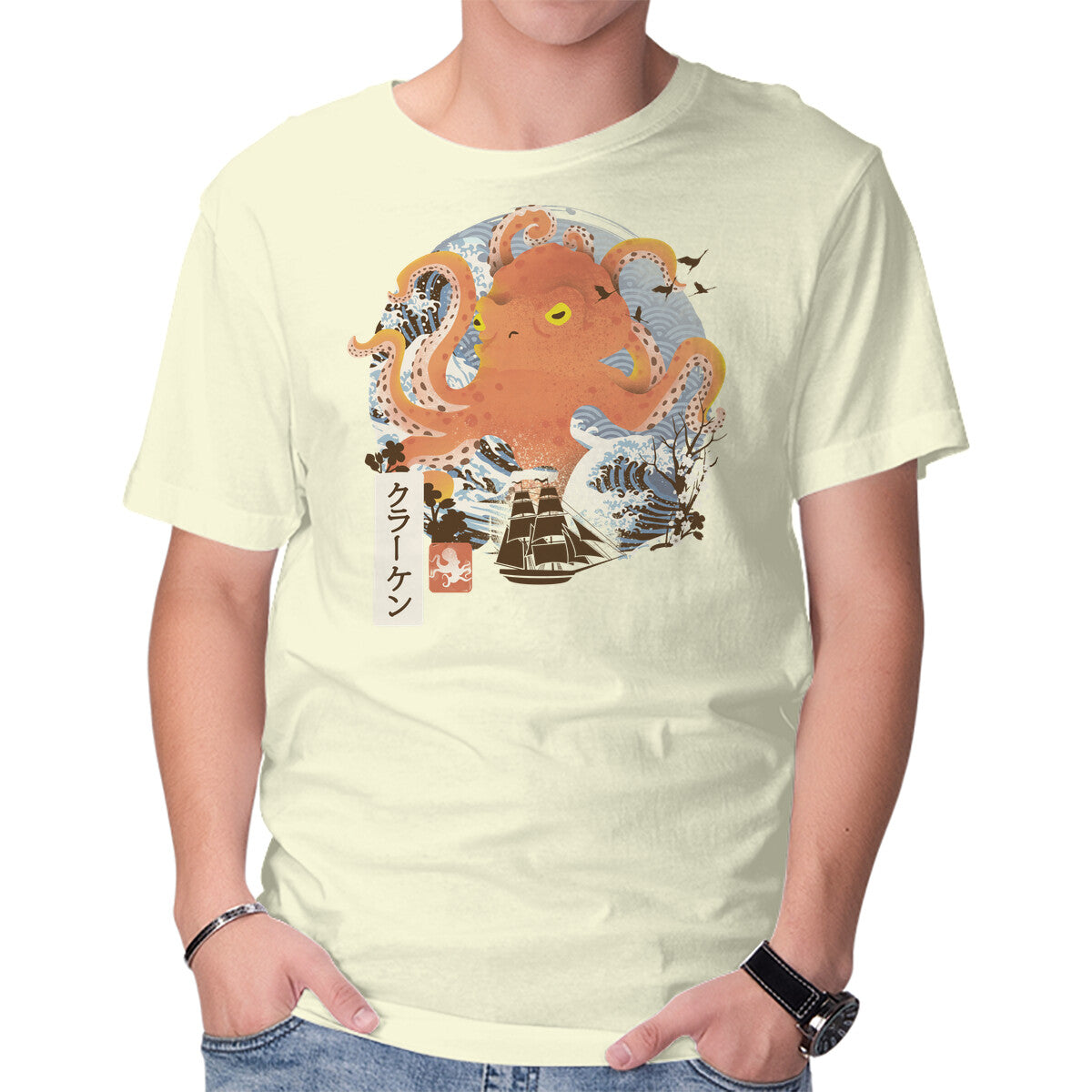 Unisex Crew Neck T-Shirt Kraken Adventure Graphic Short Sleeve Casual Tee XXXL
