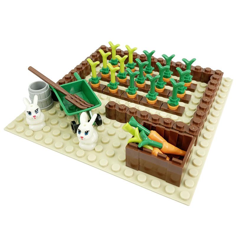 MOC City Blocchi da Costruzione Scena Accessori Fattoria Terreno di Ravanelli Gatto Struttura per Arrampicata Animali Piante Mattoncini Giocattolo Compatibile Regali S011