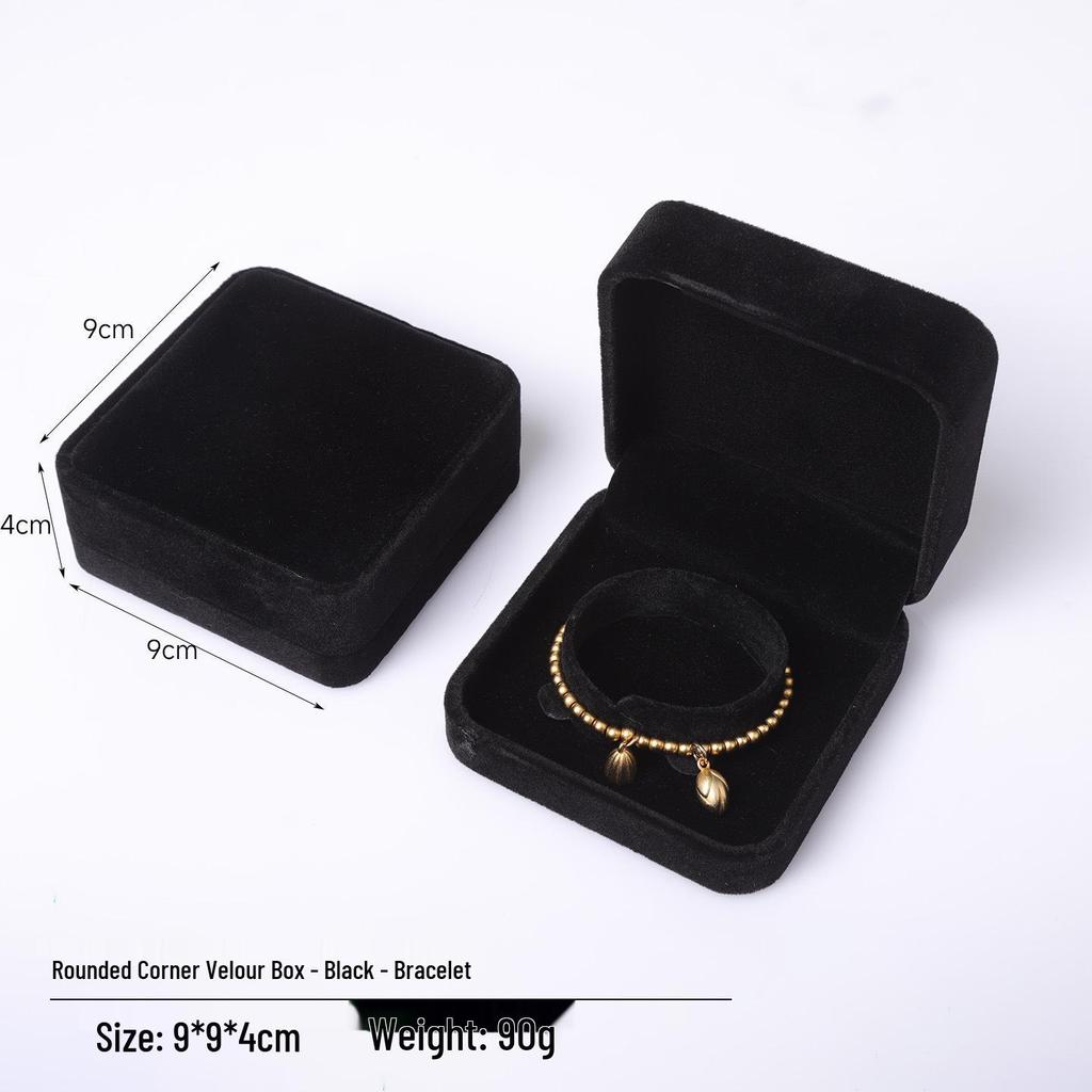 Rounded Corner Plush Jewelry Storage Box for Bracelets, Rings, and Necklaces