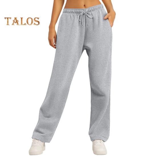 

Женские брюки с высокой талией, прямые, широкие, с карманами, однотонные спортивные брюки стандартного кроя M