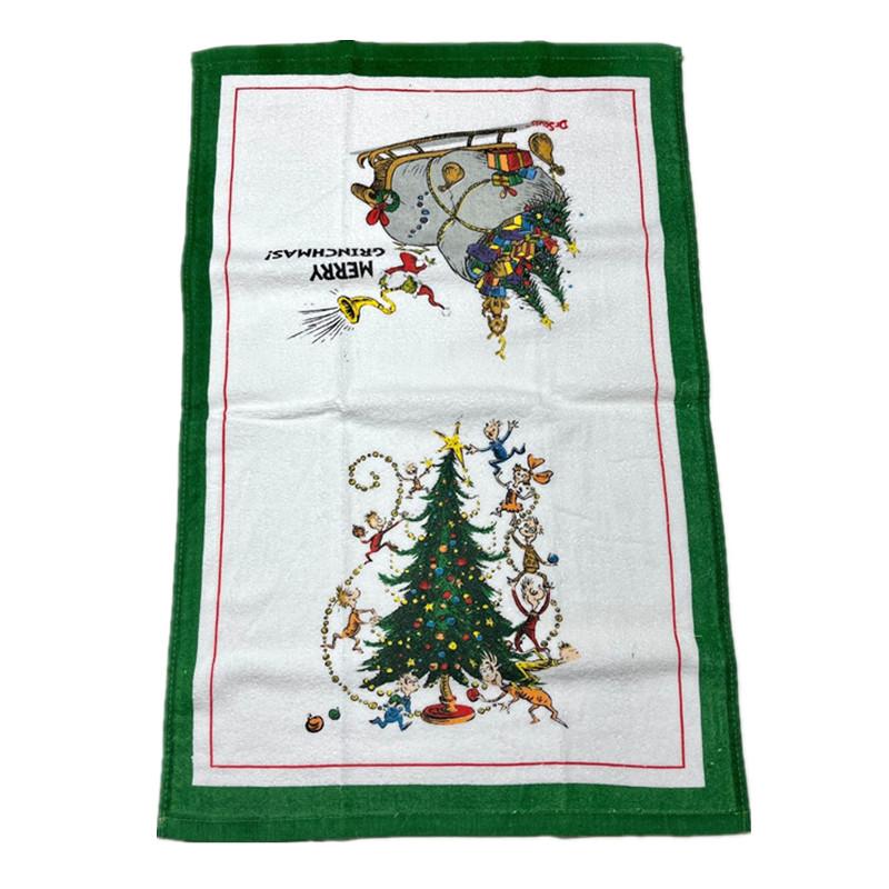 

1Pc 41x65cm Christmas Snowman Santa Claus Tree Printed Cotton Kitchen Dishcloth Tea Towel Xmas Party Gift