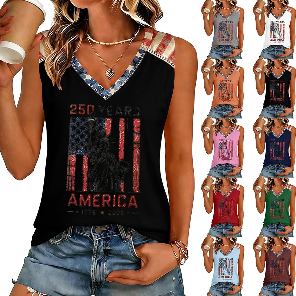 Women’s V Neck Casual Short Sleeve T Shirt Top with Letter Print Loose Fit Style Lightweight Comfortable