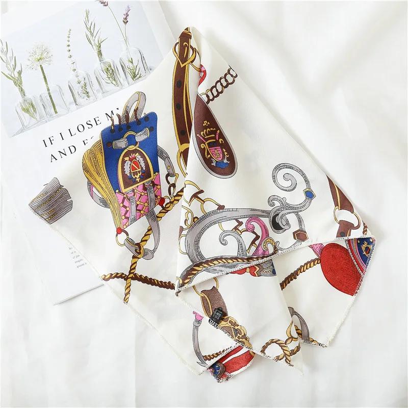 50x50 Square Scarf Hair Tie Band For Business Party Women Elegant Small Vintage Skinny Retro Head Neck Silk Satin Scarf Present