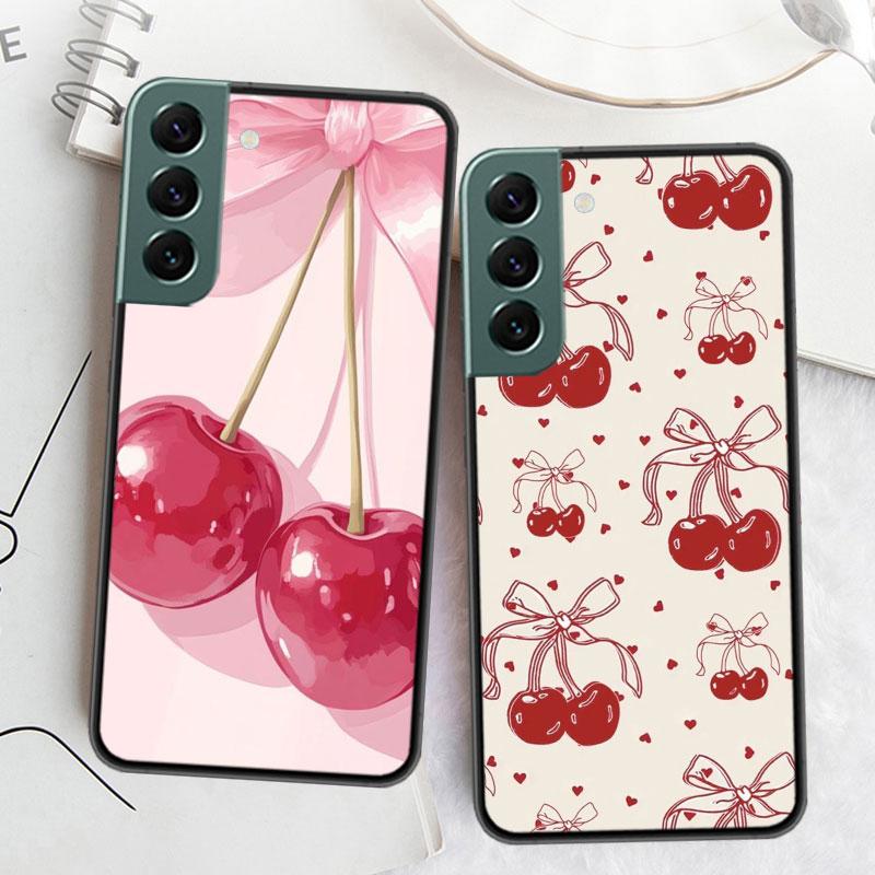Cherry Bow Phone Case For Samsung A17 A14 A24 A34 A54 A03S A04S A13 A23 A33 A53 A70 A50S A30 A40 A51 A41 A20E A73 A71 A31 A21 A2