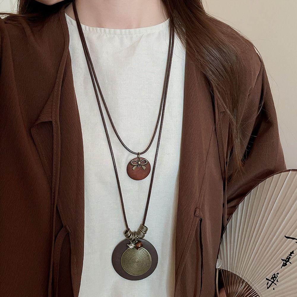 Geometric Bohemian Style Choker Long Sweater Chain Ethnic Style Necklace Jewelry Accessories