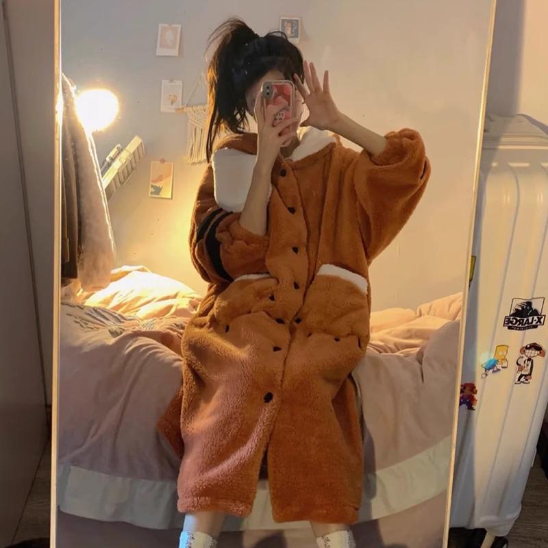 Sonderangebot: Niedliches kleines Tiger-Flanell-Pyjama-Set für Damen - Herbst-/Winterkollektion, Gemütlicher Korallen-Fleece-Hausmantel