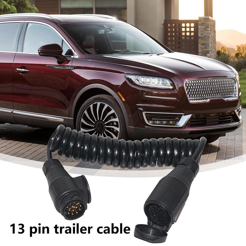 Anhängerkabelverlängerung, Spiralkabelstecker für Anhänger, 13-polig auf 13-polig, dehnbar, Spiraladapterkabel für Anhänger, Abschleppen
