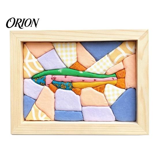 Japanese Textile Art Sets DIY Fabric Kit, Handmade No-Sew Mosaic Wall Craft with Artistic Projects Frame, Beginner Friendly Cute Animals Layered