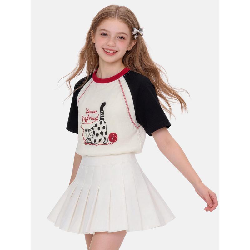 2026 Summer Girls  Cartoon T-Shirt - Stylish Short-Sleeve Top for Teens & Big Kids 160 cm