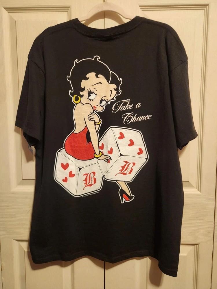 Vintage Style Betty Boop Take A Chance TShirt Black Graphic Tee reprint PA8161 XL