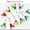 10pcs Mix Simulated Insect Cat Teaser Stick For Changing Heads Cat Toy Interactive Feather Pet Toy
