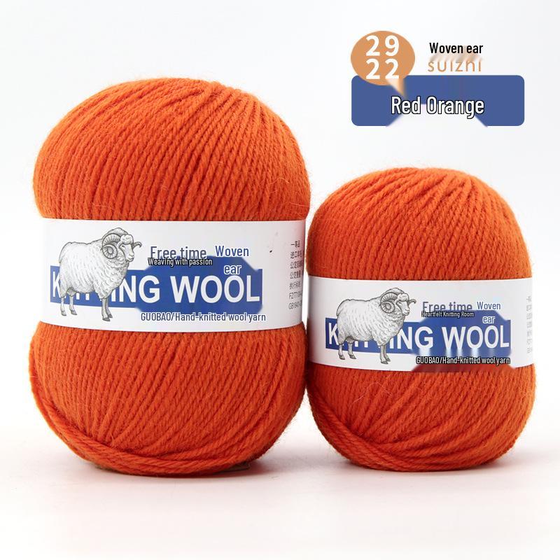 Wool Yarn Hand-Knitted Sweater Scarf Hat - Pure Color Four-Strand Yarn Ball