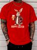 Cute Easter Bunny Holding Beer Hoppy Easter Front Graphic Print Unisexs Crew Neck Short Sleeve Tee Casual Daily Soft Basic Wear Top