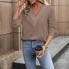 2025 New V-Neck Women's Pullover Hoodie - European & American Style, Autumn Commute