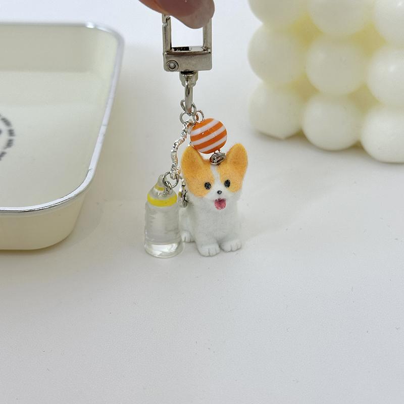 Kawaii Flocking Animal Phone Lanyard Cartoon Puppy Koala Keychain Creative Cute Keyring Bag Pendant For Couple Gifts