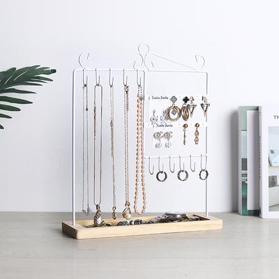 Multifunktionales Ohrring-Präsentationsregal, Aufbewahrungsregal für Halsketten und Ringe, abnehmbarer Holzboden, Damenarmbanduhr, Schmuckregal