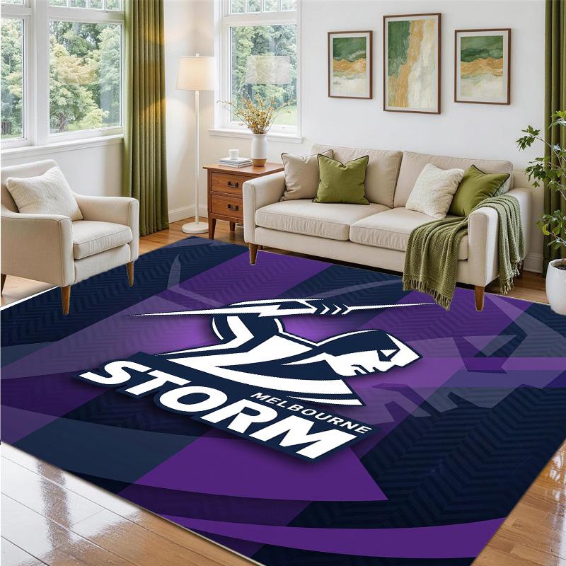 Melbourne Storm Design Crystal Velvet Rug Soft Decorative Mat for Bedroom Entrance