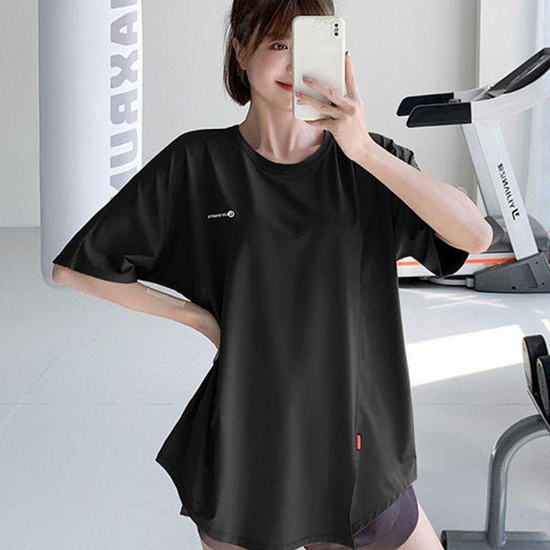 

Спортивные топы Женские Свободные Большого размера Большого размера Женские Одежда для йоги Блузка Быстросохнущая Одежда для бега Тренировочная одежда Футболка Лето Black M