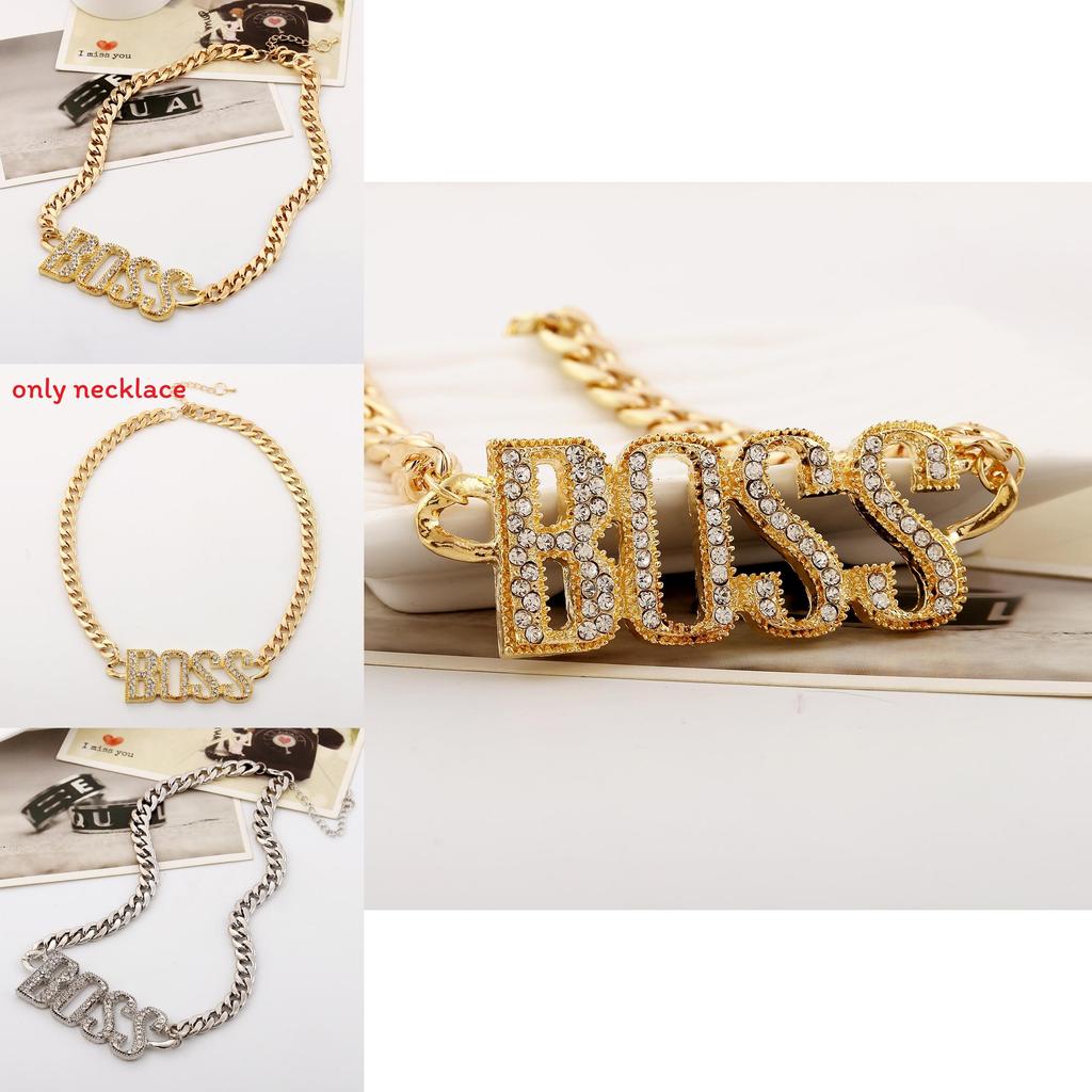 Fashionable Rhinestone Decorated Metal Letter Women Necklace For Fashion Enthusiasts