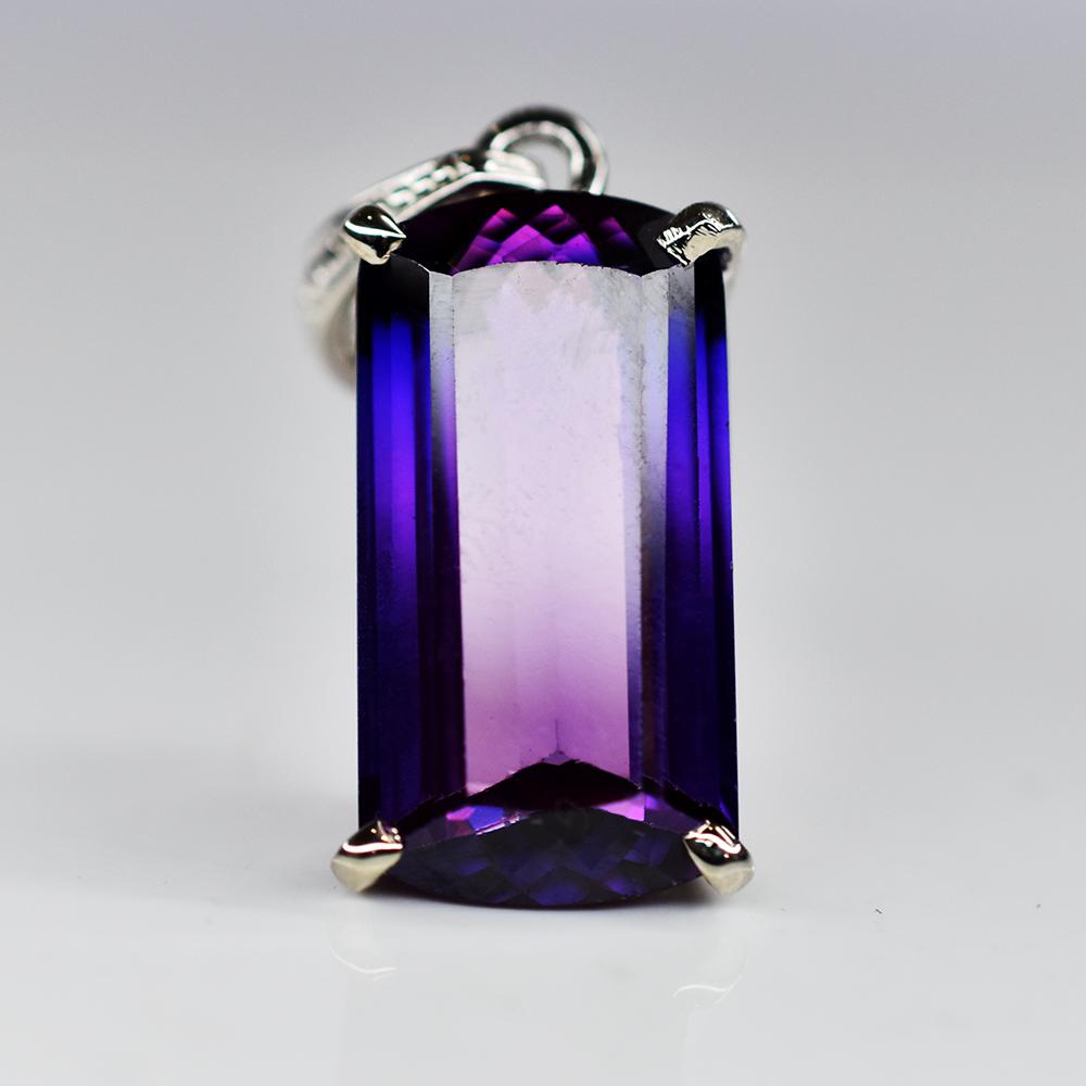 Pandantiv Baghetă Naturală Argint Sterling 925 CERTIFICAT 29.5 Ct Tanzanit Violet my.pd-8-k