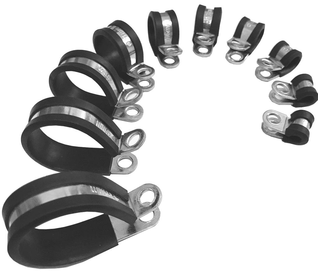 10Pcs X 19Mm Rubber Lined Cable P-Clips Steel Hose P Clamps