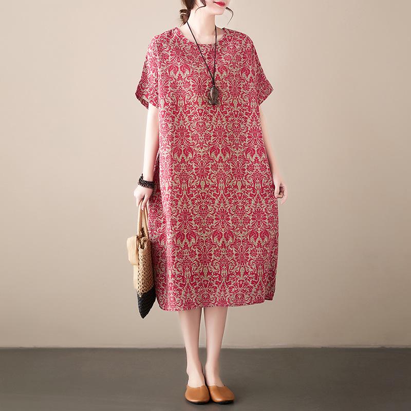 Summer Retro Loose Women's Mid Length Dress