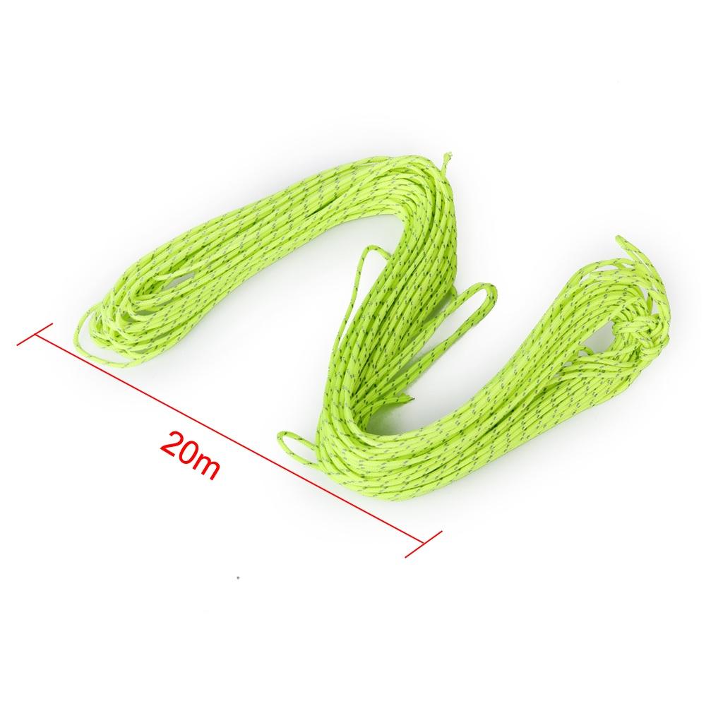 1.8MM Grønt Fluorescerende Reflekterende Bardunsnor Teltline Bardun Campingline Paracord