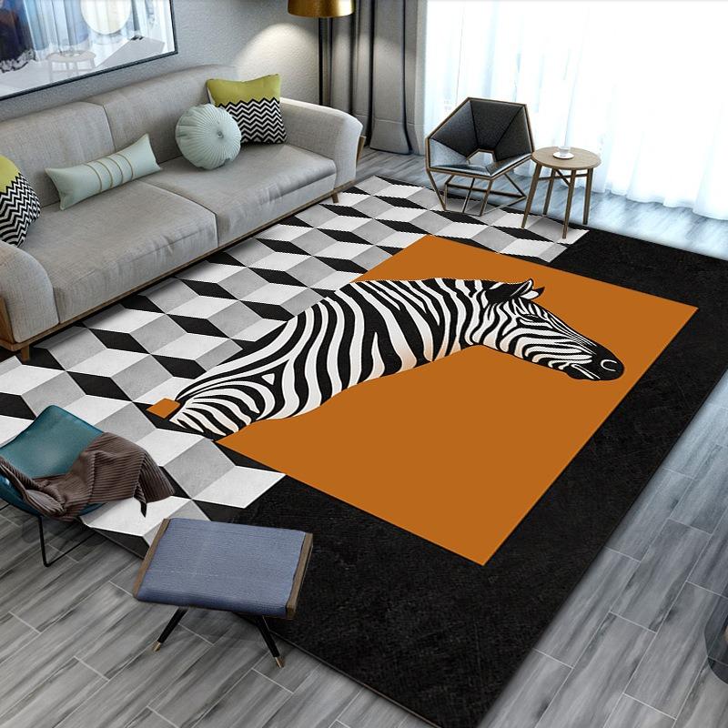 Europe Fashion Style Modern Grid Carpet Living Room Sofa Bedroom Bedside Study Entrance Door Rug Non-slip Home Decoration Mat