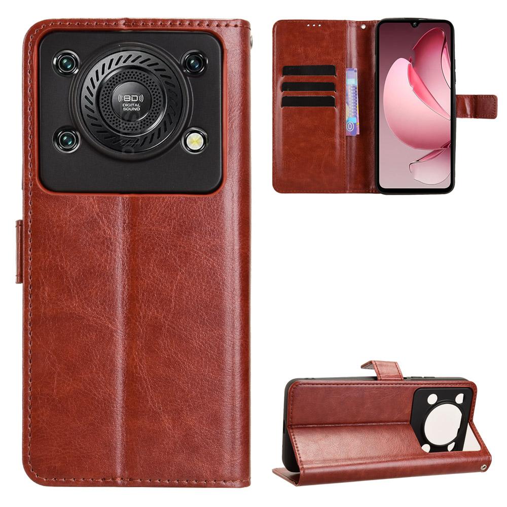 For Oukitel C60 Pro/Oukitel C60 PU Leather Case with Strap Crazy Horse Texture Phone Wallet Cover