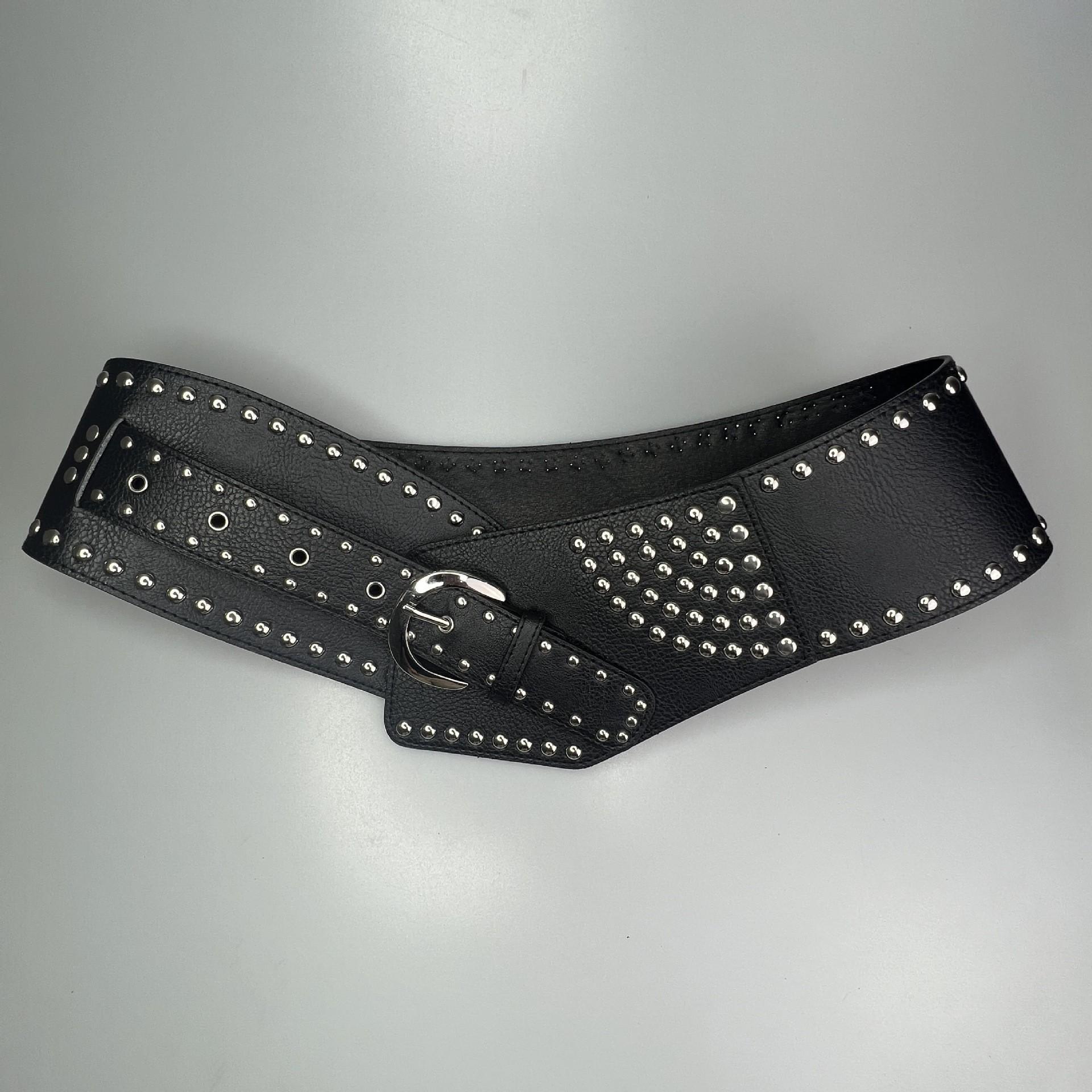 

Ретро Экзотический Стиль Металлические Бусины и Тяжелая Промышленность Регулируемый ПУ Кожаный Модный Женский Наряд Для Сочетания 105cm