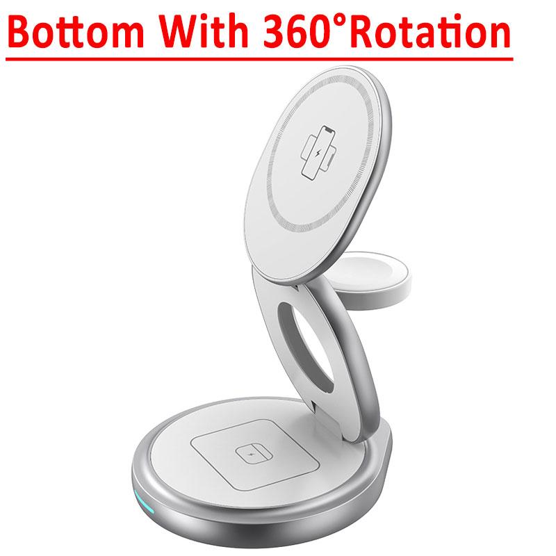 Soporte Cargador Inalámbrico Magnético Plegable de 30W Para iPhone15 14 13 12 Pro Max Reloj Airprods Pro Estación de Carga Rápida 3 en 1