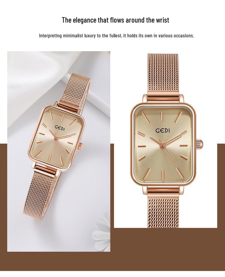 Gedi Women's Ultra-Thin Quartz Mesh Band Waterproof Watch