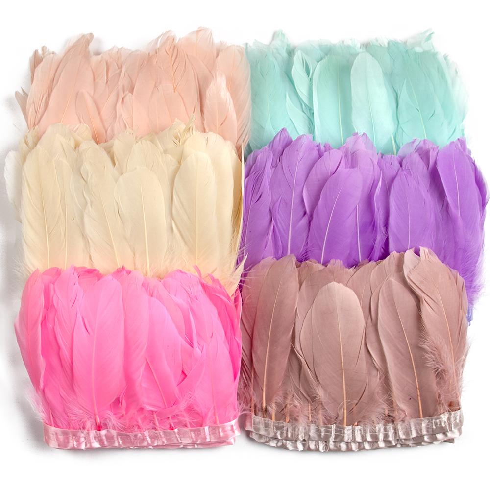 1M 2M Natural Goose Feather Fringe Premium Swan Plumes Ribbon Carnival Costume Dress Decoration Crafts Goose Trim