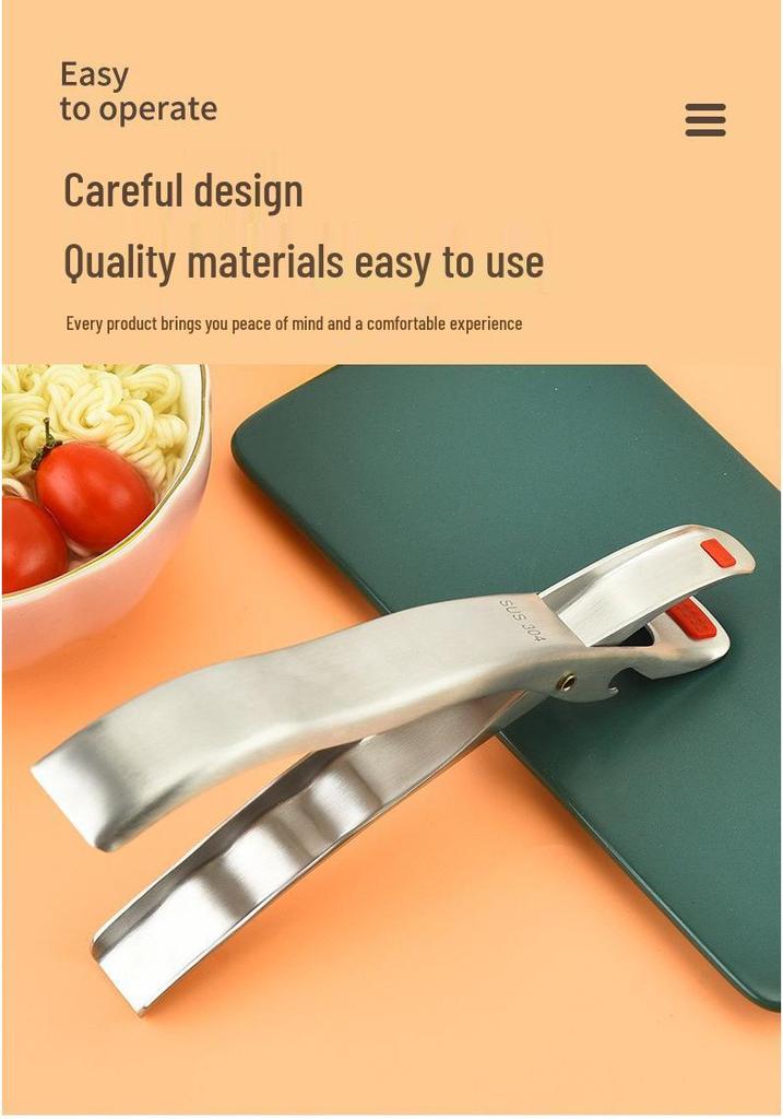 304 Stainless Steel Silicone Non-Slip Anti-Scald Bowl and Plate Lifter
