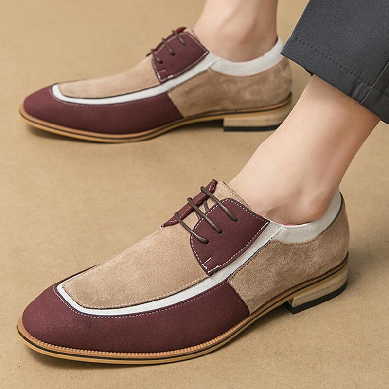 

Модный тренд Мужские новые оксфорды на шнуровке из замши в стиле пэчворк, повседневные, для джентльменов, формальные, для свадьбы, выпускного вечера, вечера встречи выпускников, Zapatillas Hombre 38